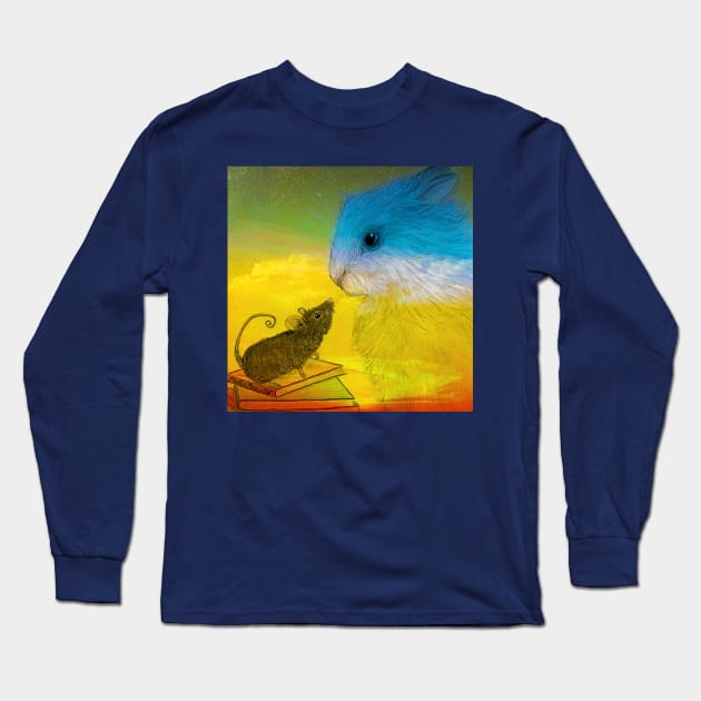 Kindred Spirits Mouse and Rabbit Long Sleeve T-Shirt by YollieBeeArt